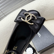 MARY JANE BOW SHOES IN BLACK LAMBSKIN