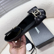 MARY JANE SHOES BLACK LAMBSKIN WITH BOW