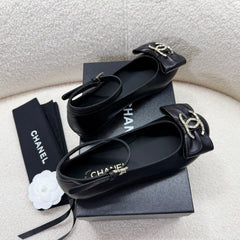 MARY JANE BOW SHOES IN BLACK LAMBSKIN