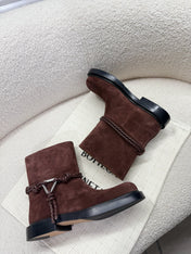 BOTTEGA VENETA 26S ANKLE BOOTS IN BROWN SUEDE WITH ROPE DETAIL