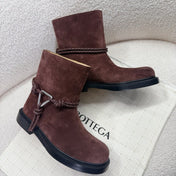 BOTTEGA VENETA 26S ANKLE BOOTS IN BROWN SUEDE WITH ROPE DETAIL