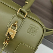 AMAZONA 23 CROPPED BAG IN OLIVE GREEN SOFT GRAINED CALFSKIN