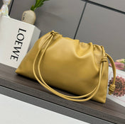 LOE LARGE 41 FLAMENCO PURSE BUCKET IN DIJON YELLOW LAMBSKIN GOLD HARDWARE