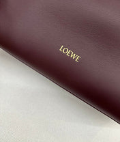 LOEWE 25S MADRID BAG 28 IN DARK WINE CALFSKIN GOLD HARDWARE