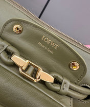 LOEWE 25S MADRID BAG 28 IN OLIVE GREEN CALFSKIN GOLD HARDWARE