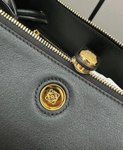 LOEWE 25S MEDIUM MADRID BAG 23 IN BLACK CALFSKIN GOLD HARDWARE