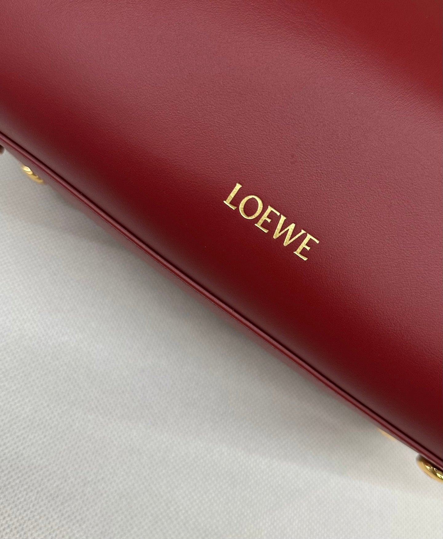 LOEWE 25S MEDIUM MADRID BAG 23 IN CHERRY RED CALFSKIN GOLD HARDWARE
