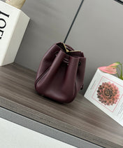 LOEWE 25S MEDIUM MADRID BAG 23 IN DARK WINE CALFSKIN GOLD HARDWARE