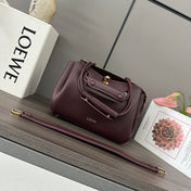 LOEWE 25S MEDIUM MADRID BAG 23 IN DARK WINE CALFSKIN GOLD HARDWARE