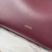 LOEWE 25S LARGE MADRID BAG 33 IN DARK WINE CALFSKIN GOLD HARDWARE