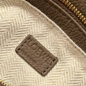 LOEWE 25S PUZZLE EDGE BAG 18 IN WALNUT BROWN CALFSKIN GOLD HARDWARE