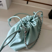 LOEWE 25S FLAMENCO PURSE 30 IN PALE AQUA NAPPA LEATHER SILVER HARDWARE