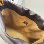 LOEWE 25S FLAMENCO PURSE 41 IN DARK BROWN NAPPA LEATHER GOLD HARDWARE