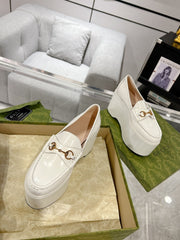 GG HORSEBIT PLATFORM LOAFER WHITE CALFSKIN