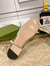 GG CRYSTALS SLINGBACK BALLET SAGE CALFSKIN