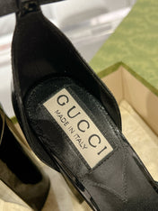 HIGH SANDAL SQUARE HEEL 12 CM IN BLACK CALFSKIN