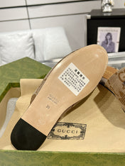 GG & ADIDAS MULE HORSEBIT BUCKLE LIGHT BROWN CANVAS