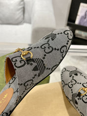 GG & ADIDAS MULE HORSEBIT BUCKLE LIGHT GRAY CANVAS