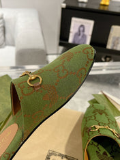 GG & ADIDAS MULE HORSEBIT BUCKLE OLIVE CANVAS