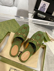 GG & ADIDAS MULE HORSEBIT BUCKLE OLIVE CANVAS