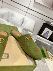 GG & ADIDAS MULE HORSEBIT BUCKLE OLIVE CANVAS