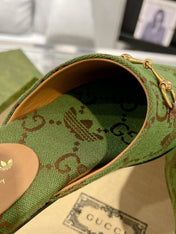 GG & ADIDAS MULE HORSEBIT BUCKLE OLIVE CANVAS