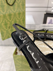 GG SLINGBACK FLATS BLACK VELVET