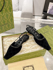 GG SLINGBACK FLATS BLACK VELVET