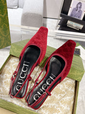 GG SLINGBACK FLATS CHERRY VELVET
