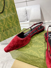 GG SLINGBACK FLATS CHERRY VELVET