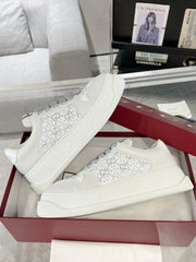 GG SCREENER SNEAKER WITH CRYSTALS IN IVORY BEIGE MIX RHINO GRAY CALFSKIN