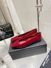 BALLERINA FLATS IN RUBY RED PATENT CALFSKIN