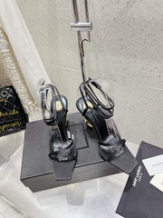 HIGH-HEEL 85 MM SANDAL MULE IN BLACK SILK