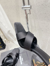 OPYUM HIGH MULES 85 MM IN BLACK SATIN CREPE