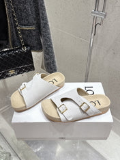 LOEWE 26S EASE SLIDE IN WHITE SUEDE