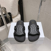 CELINE 26S TRIOMPHE SLIDES IN BLACK CALFSKIN