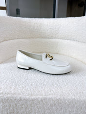 LOAFERS IN WHITE CALFSKIN HARDWARE WITH ROCK MIX CHAIN