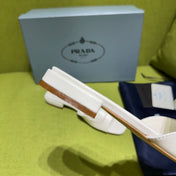 PRADA 25S SLIDES IN WHITE CALFSKIN