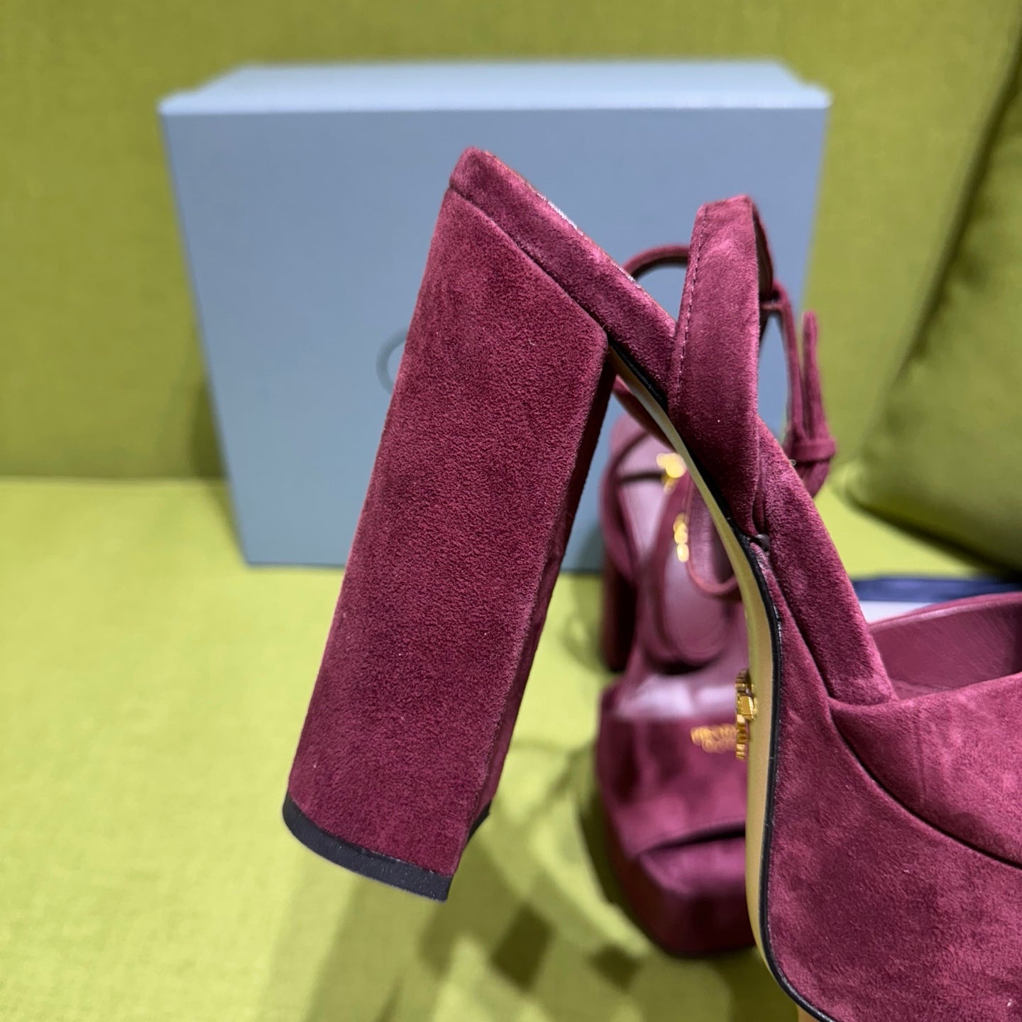 PRADA 25S HIGH-HEEL SANDALS 140 MM IN DEEP WINE RED SUEDE STYLE 5