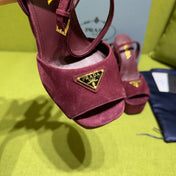 PRADA 25S HIGH-HEEL SANDALS 140 MM IN DEEP WINE RED SUEDE STYLE 3