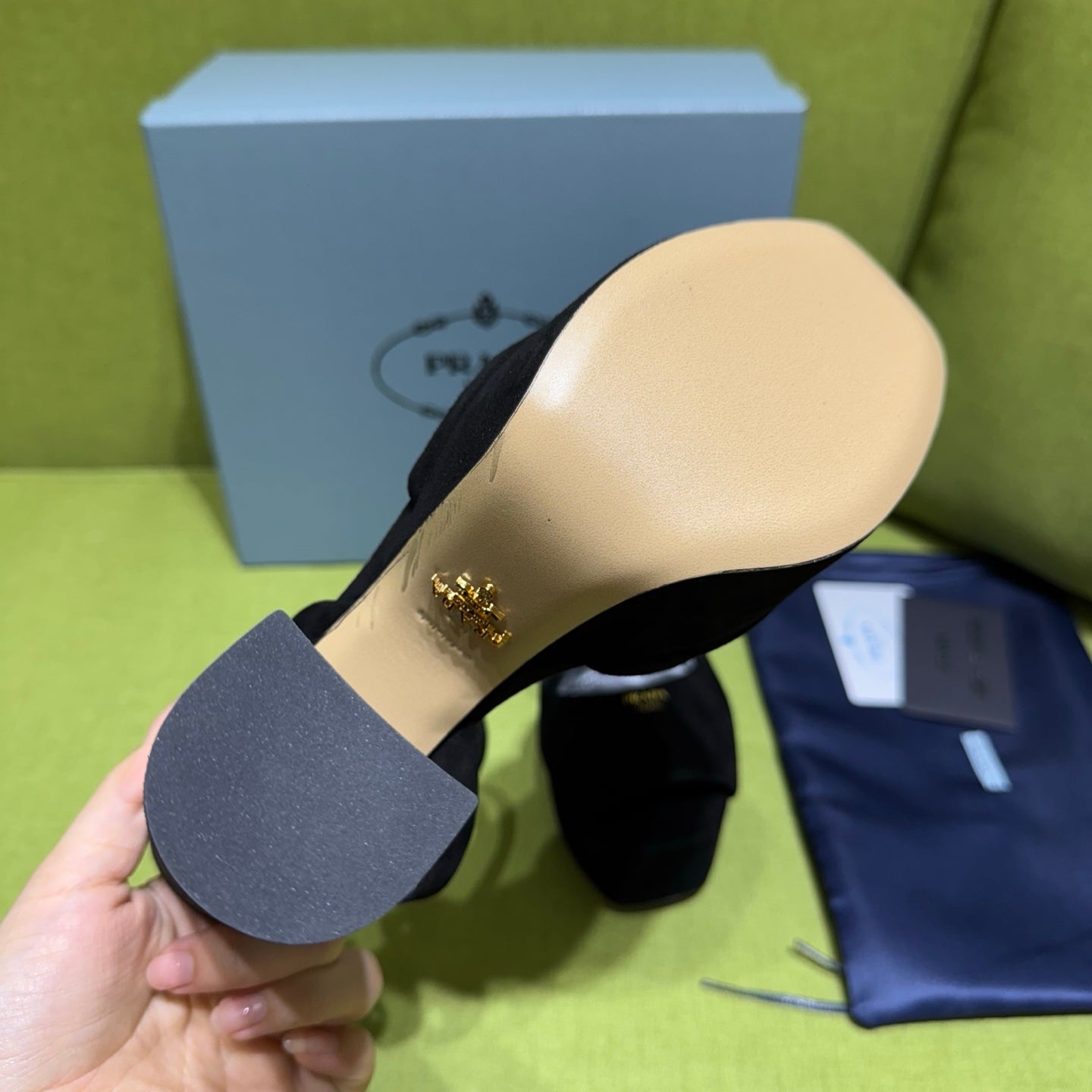 PRADA 25S HIGH-HEEL SANDALS 140 MM IN BLACK SUEDE STYLE 4