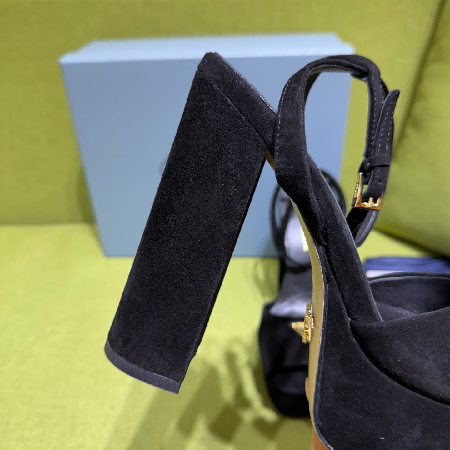 PRADA 25S HIGH-HEEL SANDALS 140 MM IN BLACK SUEDE STYLE 1