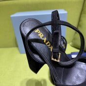 PRADA 25S HIGH-HEEL SANDALS 140 MM IN BLACK SUEDE STYLE 1