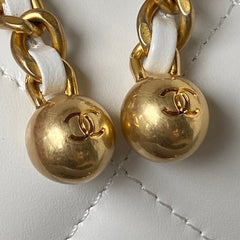 CHANEL 25S MINI FLAP BAG 19 IN WHITE CALFSKIN GOLD HARDWARE