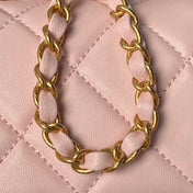 CHANEL 25S FLAP BAG 21 CM IN LIGHT PINK LAMBSKIN WITH TOP HANDLE