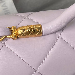 CHANEL 25S FLAP BAG 21 CM IN LIGHT PURPLE LAMBSKIN WITH TOP HANDLE