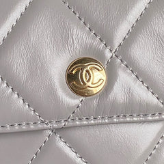 BOWLING BAG 29 IN GREY CALFSKIN GOLD HARDWARE