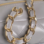 BOWLING BAG 29 IN GREY CALFSKIN GOLD HARDWARE