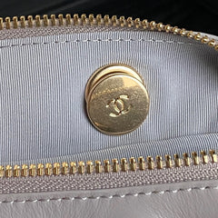 BOWLING BAG 29 IN GREY CALFSKIN GOLD HARDWARE