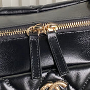 BOWLING BAG 29 IN BLACK SHINY CALFSKIN GOLD HARDWARE